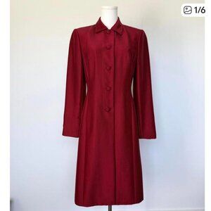 Ann Taylor red silk satin evening coat, size 6P petite
